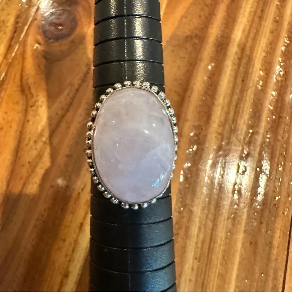 2107 Chic Silver and White Moonstone Gemstone Ring
